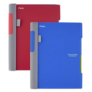 five star advance spiral notebooks, 2 subject, college ruled paper, 100 sheets, 9-1/2" x 6", red, blue, 2 pack (38637)