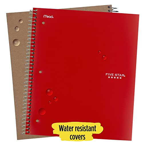 Five Star Spiral Notebooks + Study App, 2 Pack, 3 Subject, College Ruled Paper, 11" x 8-1/2", 150 Sheets, Blue & Red (38502)