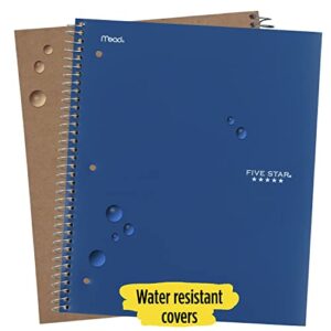 Five Star Spiral Notebooks with Pockets + Study App, 3 Pack, 1-Subject, College Ruled Paper, 11” x 8-1/2", 100 Sheets, Forest Green, Amethyst Purple and Pacific Blue (38456)