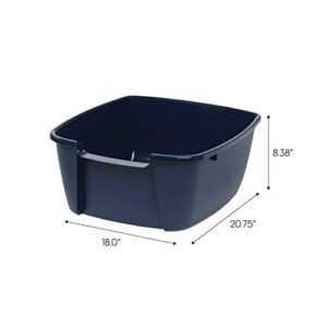 IRIS USA Jumbo Open Top Cat Litter Tray with Scoop, Sturdy Comfortable Easy to Clean Open Air Kitty Rabbit Litter Pan with Tall Walls, Navy