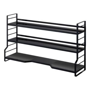 yamazaki home sturdy, standing stovetop kitchen rack/spice shelves | steel | countertop shelf, one size, black