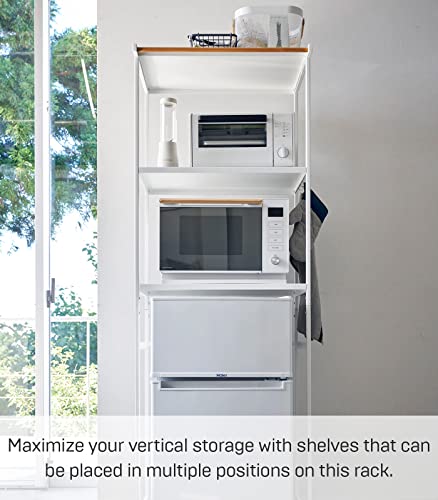 Yamazaki Home Kitchen Appliance Storage Rack-Standing Organizer Shelves, One Size, White