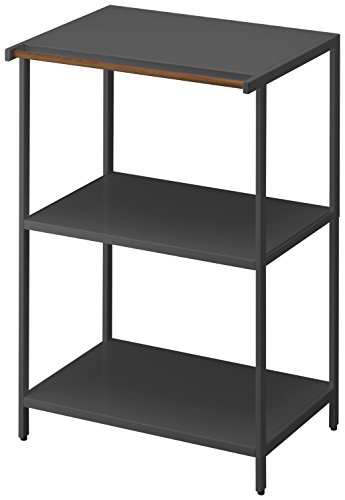 YAMAZAKI Home 3-Tiered Storage Rack-Kitchen Shelf Organizer | Steel | Short | Shelving, Black