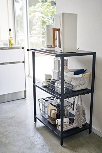 YAMAZAKI Home 3-Tiered Storage Rack-Kitchen Shelf Organizer | Steel | Short | Shelving, Black