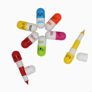 swtool 40pcs vitamin pill ballpoint pen cute cartoon retractable ball pen smiling face ball pen for kids (random color)