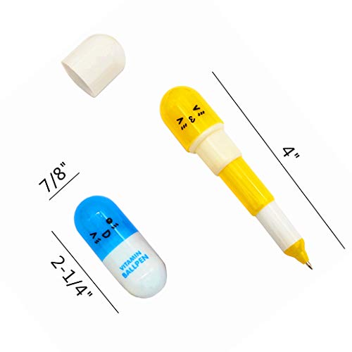 SWTOOL 40pcs Vitamin Pill Ballpoint Pen Cute Cartoon Retractable Ball Pen Smiling Face Ball Pen For Kids (Random Color)