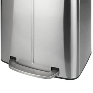 WENKO Primo 10 Gallon Dual, odorless, Waste, (WxHxD): 8.9x9.1x12.6 in, Stainless Steel Lid and Foot Pedal, Garbage Bin, Handsfree, Step Trash Can, Chrome