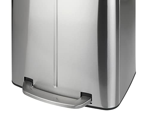 WENKO Primo 10 Gallon Dual, odorless, Waste, (WxHxD): 8.9x9.1x12.6 in, Stainless Steel Lid and Foot Pedal, Garbage Bin, Handsfree, Step Trash Can, Chrome