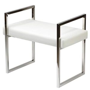 cortesi home anna contemporary vinyl bench, 24.75" wide, white