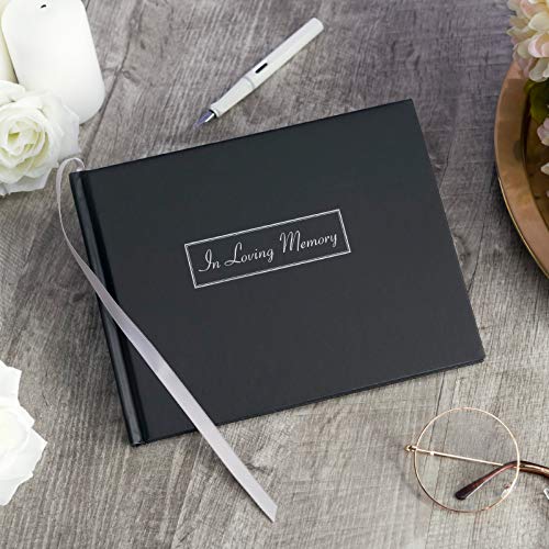 Global Printed Products Funeral Guest Book, 9"x7", Black