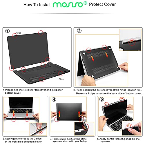 MOSISO Compatible with MacBook Pro 13 inch Case M2 2023, 2022, 2021-2016 A2338 M1 A2251 A2289 A2159 A1989 A1708 A1706, Plastic Peony Hard Shell Case&Keyboard Cover&Screen Protector, Black