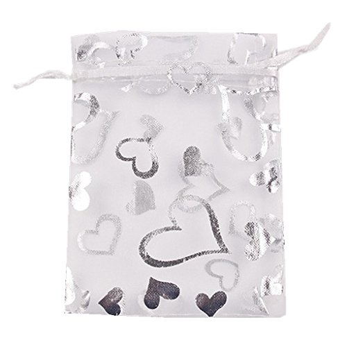 Ximkee 100Pcs 3x4 inch Heart Organza Drawstring Pouches Bags Jewelry Wedding Favor Gift Bags Party Favors Party Christmas Festival Gift Bags Candy Pouch Bags