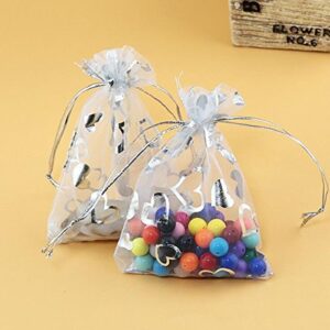 Ximkee 100Pcs 3x4 inch Heart Organza Drawstring Pouches Bags Jewelry Wedding Favor Gift Bags Party Favors Party Christmas Festival Gift Bags Candy Pouch Bags