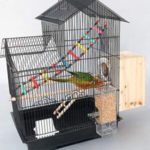 No Split Bird Seed Feeder for Cage,Parrot Automatic Foraging Systems Food Feeding Station with Perch,Heavty Acrylic,One-Step Moulding