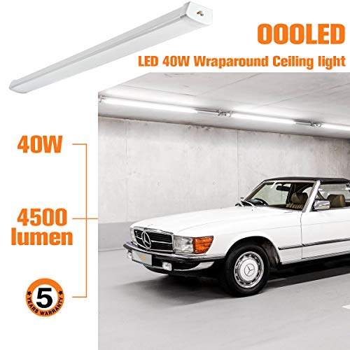 (Pack of 4) LED Shop Light 4FT, 40W 4500LM 5000K Daylight White, Linkable LED Light Bar for Room, Garage, Corded Electric with Built-in ON/Off Switch, Frosted Cover