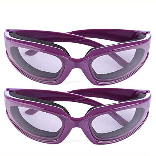 2 Pack Onion Goggles Tear Free Kitchen Eye Glasses Onion Cutting Goggles with Inside Sponge (Purple)