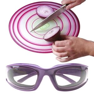 2 Pack Onion Goggles Tear Free Kitchen Eye Glasses Onion Cutting Goggles with Inside Sponge (Purple)