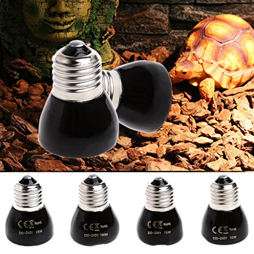 Qupida 25/50/75/100 Watt 110-120 V Mini Reptile Heat Lamp Far Infrared Ceramic Emitter Heater Brooder Appliances Bulb Pet Coop Grow Light(Black) (50 WATT)