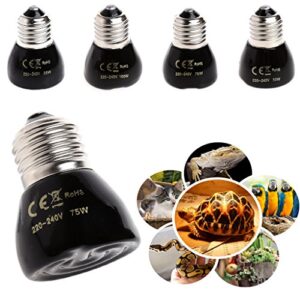 Qupida 25/50/75/100 Watt 110-120 V Mini Reptile Heat Lamp Far Infrared Ceramic Emitter Heater Brooder Appliances Bulb Pet Coop Grow Light(Black) (50 WATT)