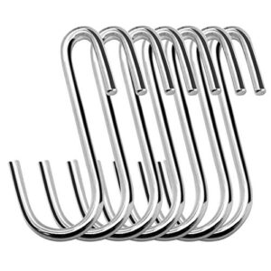 20 pack heavy duty s hooks stainless steel s shaped hooks hanging hangers for kitchenware spoons pans pots utensils clothes bags towers tools plants (silver)
