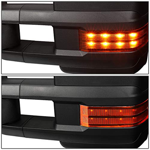 Pair Manual Telescoping w/Amber LED Signal Light Rear View Side Towing Mirrors Compatible with Chevy/GMC C/K Yukon 88-02