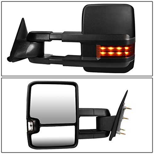 Pair Manual Telescoping w/Amber LED Signal Light Rear View Side Towing Mirrors Compatible with Chevy/GMC C/K Yukon 88-02