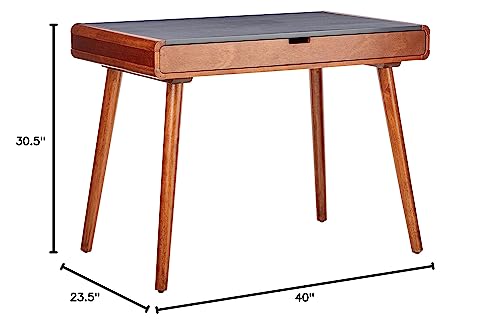 Christopher Knight Home Peninah Mid-Century Rubberwood Writing Desk, Charcoal Grey / Medium Brown