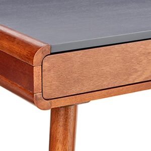 Christopher Knight Home Peninah Mid-Century Rubberwood Writing Desk, Charcoal Grey / Medium Brown