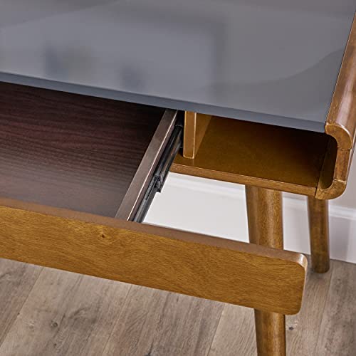 Christopher Knight Home Peninah Mid-Century Rubberwood Writing Desk, Charcoal Grey / Medium Brown