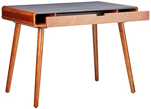 Christopher Knight Home Peninah Mid-Century Rubberwood Writing Desk, Charcoal Grey / Medium Brown