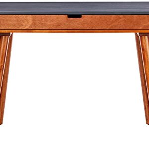 Christopher Knight Home Peninah Mid-Century Rubberwood Writing Desk, Charcoal Grey / Medium Brown