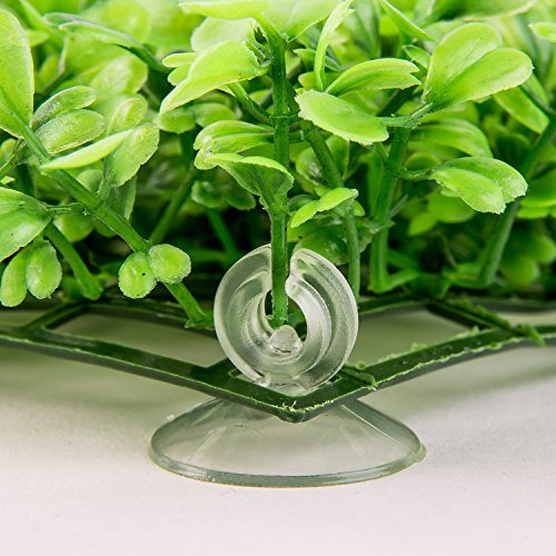 SLSON Aquarium Decorations Grass Artificial Plastic Lawn 9 inches Square Landscape Green Plants for Saltwater Freshwater Tropical Fish Tank Decoration,with 8 Pcs Suction Cups