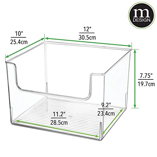 mDesign Modern Plastic Open Front Dip Storage Organizer Bin Basket for Kitchen Organization - Shelf, Cubby, Cabinet, and Pantry Organizing Decor - Ligne Collection - 2 Pack - Clear