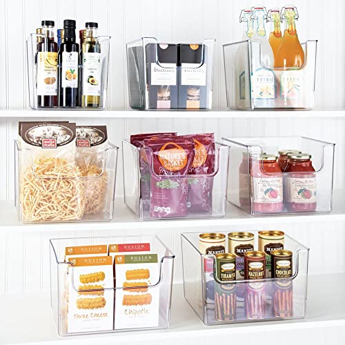 mDesign Modern Plastic Open Front Dip Storage Organizer Bin Basket for Kitchen Organization - Shelf, Cubby, Cabinet, and Pantry Organizing Decor - Ligne Collection - 2 Pack - Clear