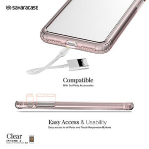 iPhone X/XS Case, SaharaCase Protective Kit Bundle + ZeroDamage Tempered Glass Screen Protector Rugged Protection Anti-Slip Grip Shockproof Bumper Anti-Scratch Back Slim Fit - Clear Rose Gold