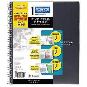 Five Star Interactive Notetaking, 1 Subject, College Ruled Spiral Notebook, 100 Sheets, 11" x 8-1/2", Customizable, Black (06374AA2)