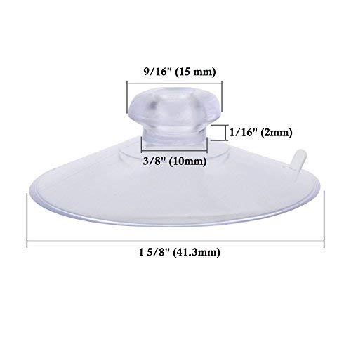 Large 10 Piece Value Pack Clear Plastic Suction Cup with Removable Hook 1 5/8" (41.28mm)