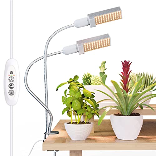 Relassy LED Grow Light for Indoor Plants, 15000Lux Sunlike Full Spectrum Grow Lamp, 45W Auto ON/Off, 3/6/12H Timing Function, 4 Brightness Levels, Professional for Seedling Growing Blooming Fruiting