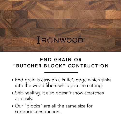 Ironwood Bowery End Grain Cheese and Charcuterie Board, One Size, Acacia Wood