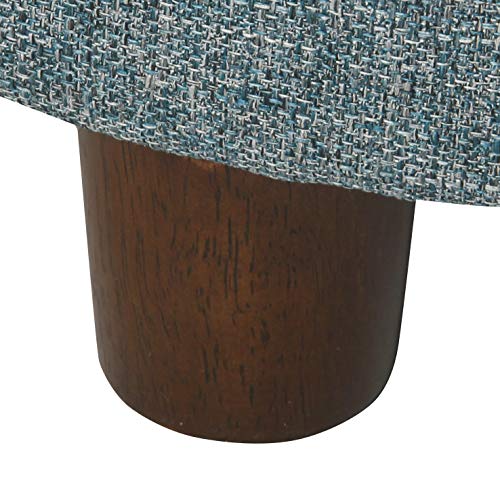 Homepop Home Decor | Upholstered Round Storage Ottoman | Ottoman with Storage for Living Room & Bedroom, Teal Tweed