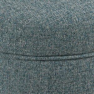 Homepop Home Decor | Upholstered Round Storage Ottoman | Ottoman with Storage for Living Room & Bedroom, Teal Tweed