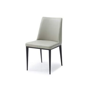 Whiteline Modern Living Gray Carrie Dining Chair, Light Faux Leather, Black Legs, Set of 2