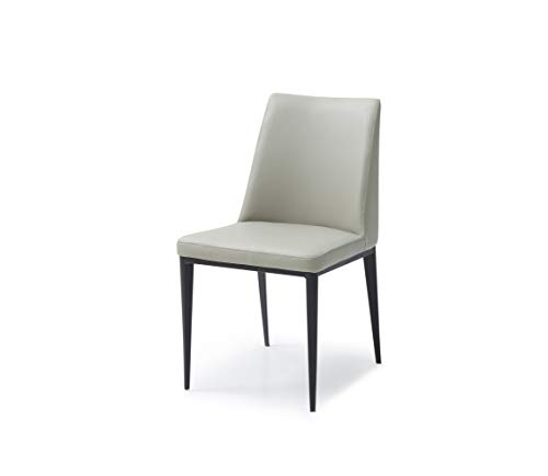 Whiteline Modern Living Gray Carrie Dining Chair, Light Faux Leather, Black Legs, Set of 2