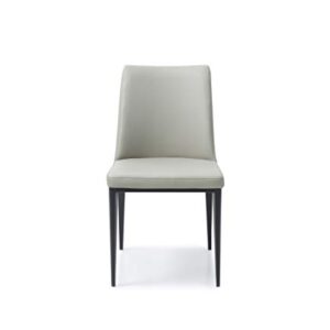 Whiteline Modern Living Gray Carrie Dining Chair, Light Faux Leather, Black Legs, Set of 2