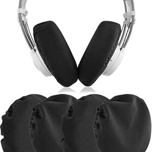geekria 2 pairs flex fabric headphones ear covers, washable & stretchable sanitary earcup protectors for large over-ear headset ear pads, sweat cover for gym, gaming (l/black)