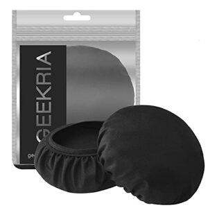 Geekria 2 Pairs Flex Fabric Headphones Ear Covers, Washable & Stretchable Sanitary Earcup Protectors for Large Over-Ear Headset Ear Pads, Sweat Cover for Gym, Gaming (L/Black)