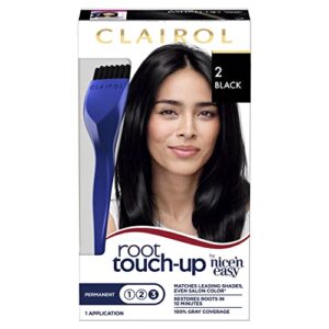clairol root touch-up by nice'n easy permanent hair dye, 2 black hair color, pack of 1