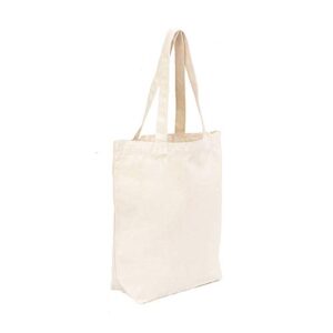 canvas bags heavy natural canvas tote bags with bottom gusset reusable grocery bags canvas shopping bags with long handles (15.7"x13.7"x4", 1 pack), 12 oz canvas