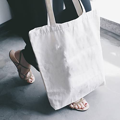 Canvas Bags Heavy Natural Canvas Tote Bags with Bottom Gusset Reusable Grocery Bags Canvas Shopping Bags with Long Handles (15.7"x13.7"x4", 1 pack), 12 oz Canvas