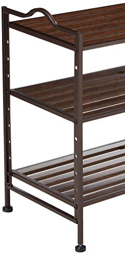 SONGMICS Entryway Shoe Storage Organizer with Metal Frame, 3-tier, Bronze